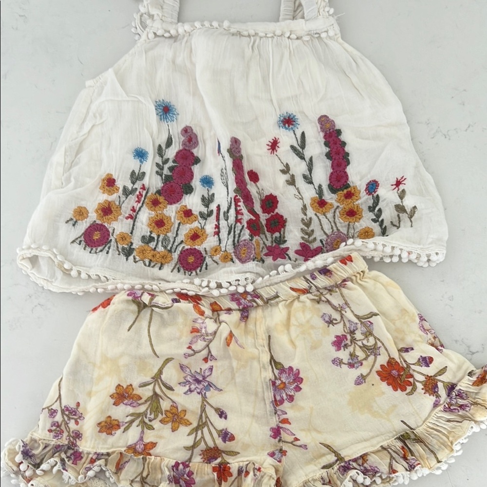 Mimi & Maggie White Floral Kids Matching Set